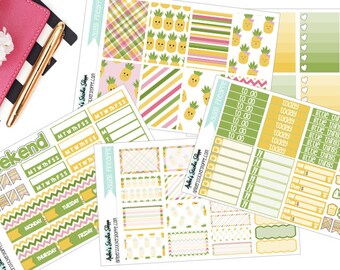 A La Carte Kawaii Pineapple Weekly Kit for Happy Planner Planner Stickers