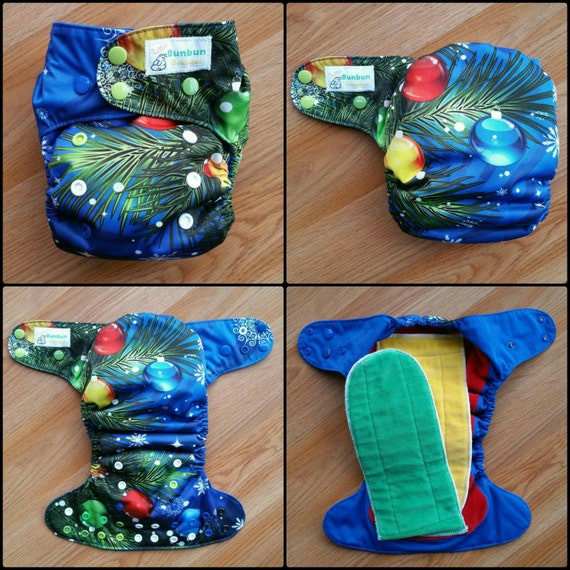 Christmas Ornament cloth diaper AIO cloth diaper one size