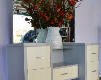 Vintage Vanity/Dressing Table Painted with Annie Sloan Paris Grey and Old White