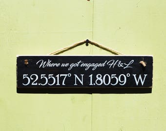 Personalised Coordinates Sign, Longitude Latitude Wood Sign, Wedding, GPS Coordinates Sign, Birthplace, Wedding Venue, Favourite Location