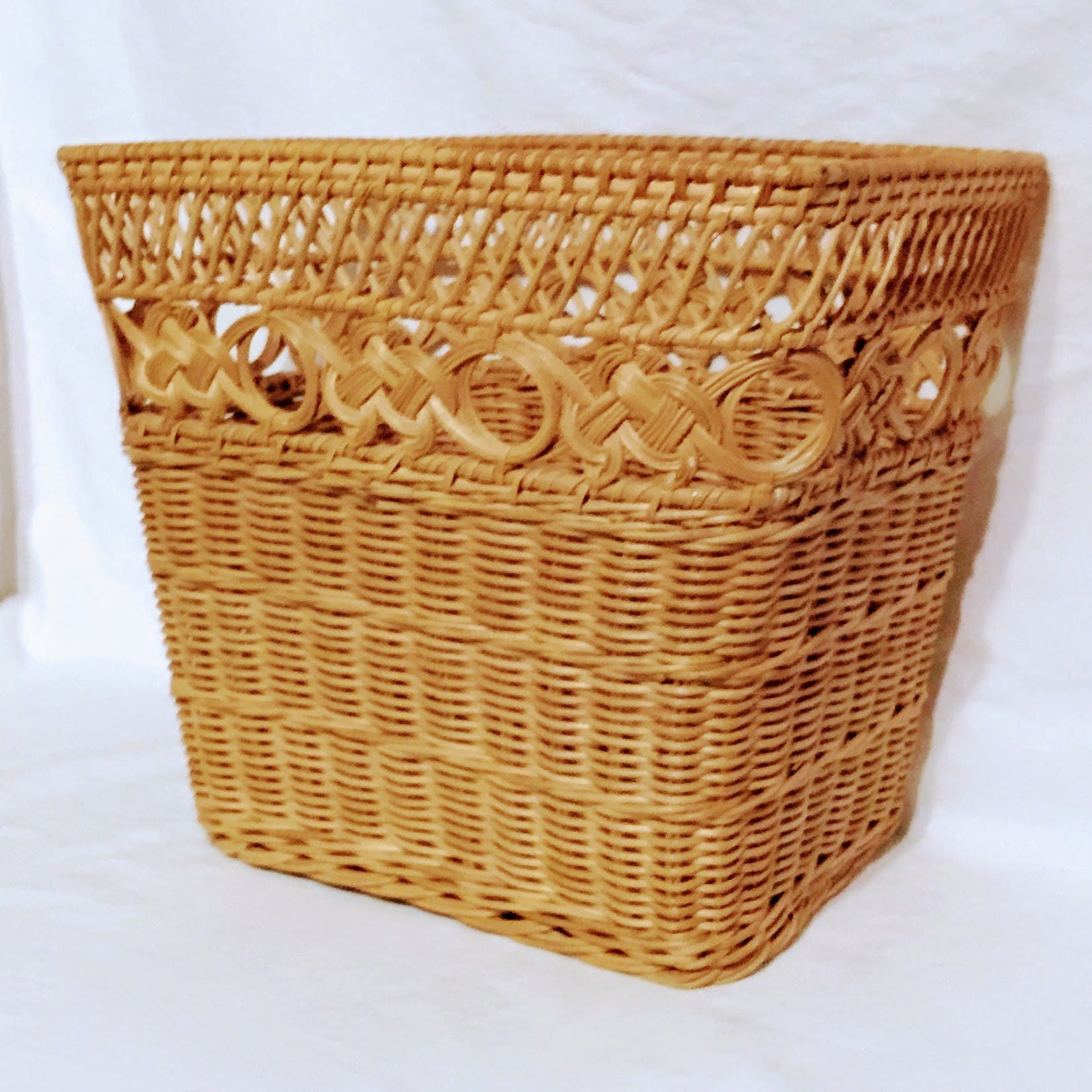 Natural Wicker Waste Basket Honey Finish Rectangular Waste