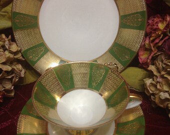 OSCAR SCHALLER- WINTERLING, Germany-c1940s cup, saucer & dessert plate