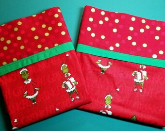 Dr. Suess Grinch Pillowcase / Grinchmas Pillow / Christmas Pillowcase