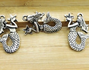 20 pcs Double Sided Mermaid Pendants , Mermaid Charms , Mermaid Jewelry , Ocean Charms , Sea Charms , Sea Life Charms , Under The Water