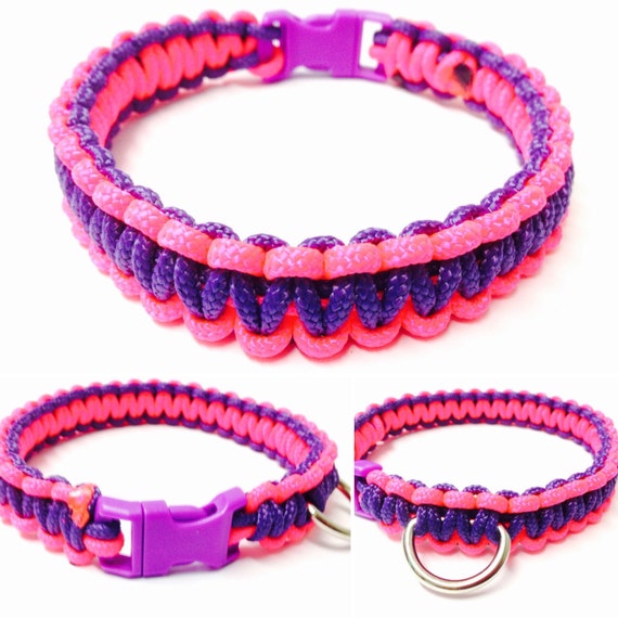 Dog Collar Paracord Dog Collar Pink and Purple Dog Collar