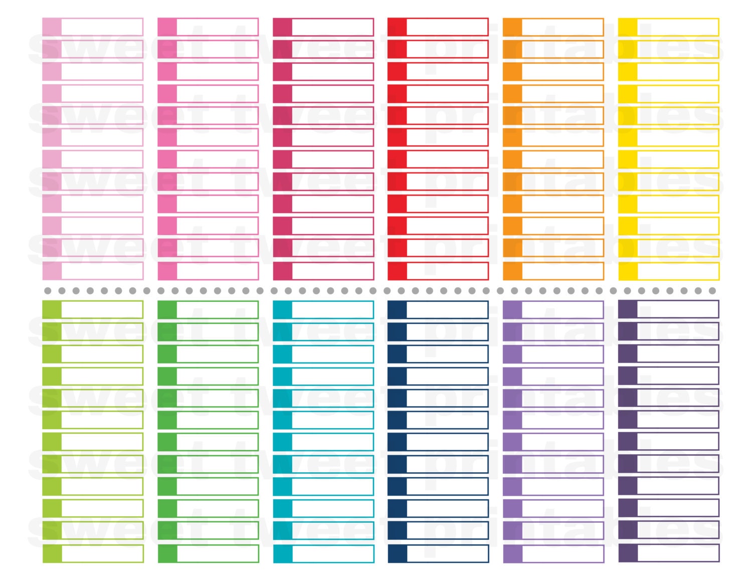 Printable planner stickers horizontal header stickers