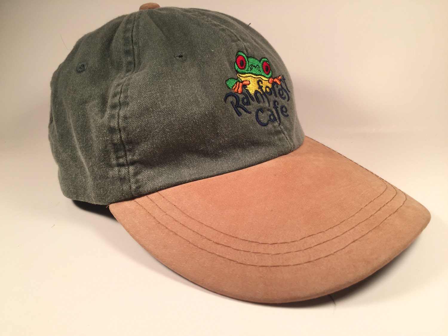 Vintage Green Dad Hat Rainforest Cafe Frog Beach