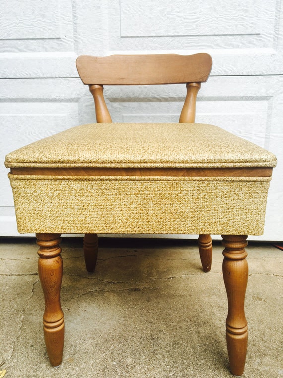 Vintage Midcentury Sewing Chair Storage Seat Sewing Stool.