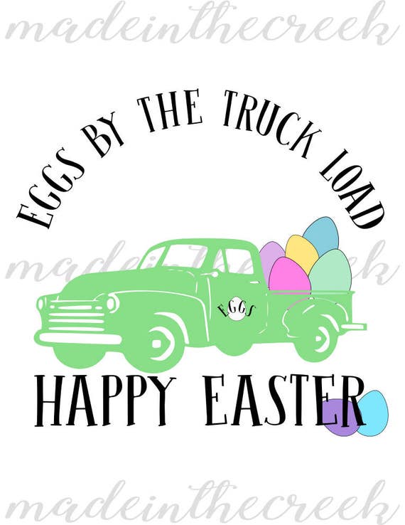 Download Happy Easter Classic Pick Up Truck Vintage Eggs SVG File