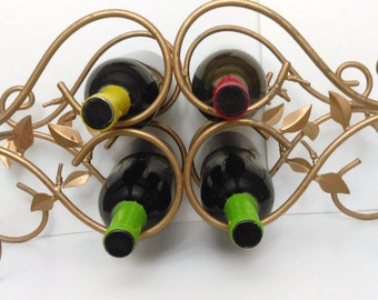 Vintage Gold Metal Wine Rack