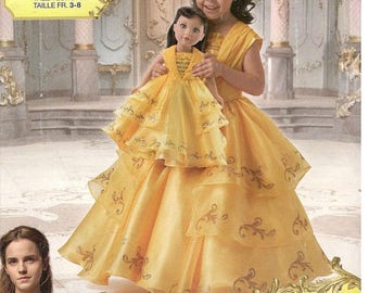 Sewing Pattern Child & 18 Inch Doll Disney Live Action Belle Costume, Simplicity 8405, Halloween, Dress-up, Cosplay, Beauty and the Beast