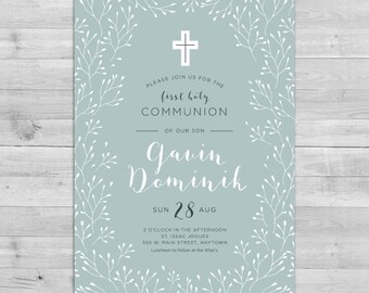 First Communion Invitation Boy, Communion Invitations Boy, Boy First Communion Invitations Printable Religious Invitations Boy 1st Communion