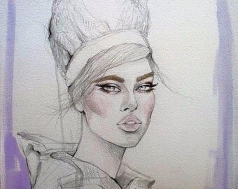 Vintage Inspired Original Watercolor Fashion Illustration Painting