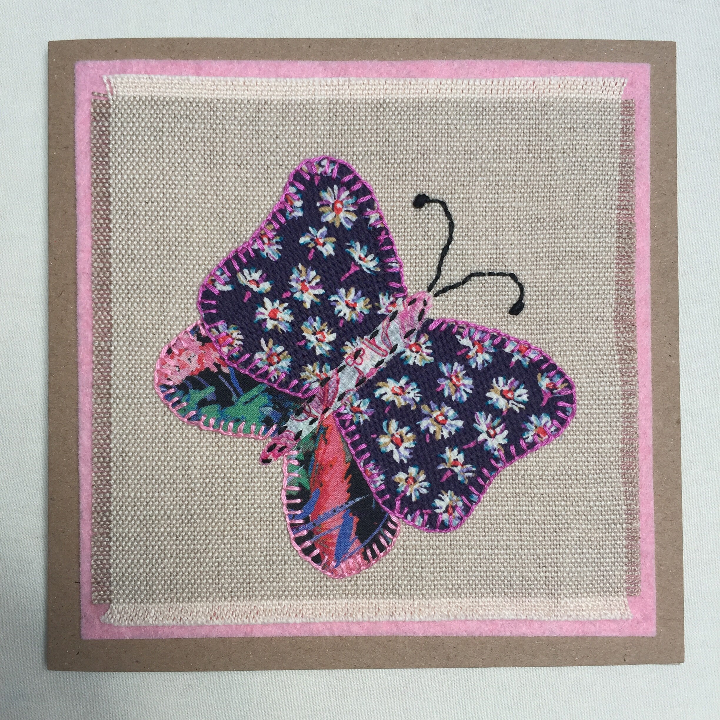 handstitched fabric applique card handmade greeting card