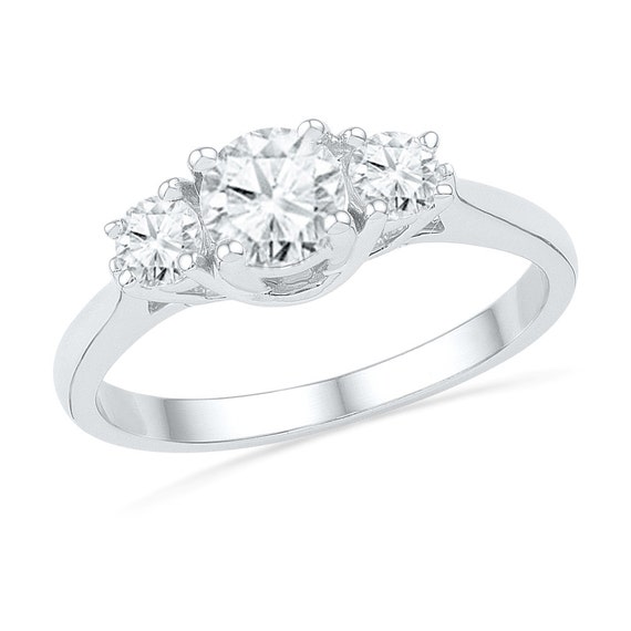 4/5 CT. T.W. Three Stone Engagement Ring White Gold Diamond