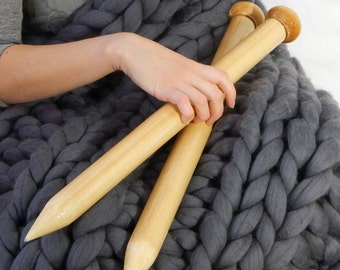 US 70 Giant 75 cm lon Knitting Needles 40 mm Set of Knitting Needles Wooden Needles Big Needles Giant blankets big stitch Huge needles