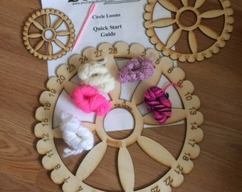 Set of 3 Circle Weaving Looms even or odd notches (Yarn and Needles not included)