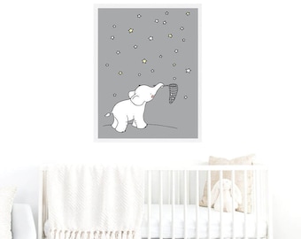 Elephant Printable Nursery Art,Elephant Nursery Decor,Elephant Baby Art,Star Nursery Art,Elephant Boys Nursery,Elephant Girls Nursery,