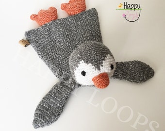 Crochet Sensory Toy Penguin, Handmade Crinkle Toy, Crochet Baby Rattle, Crochet Baby Lovey, Baby Sensory Toy, Shower Gift, Stuffed toy