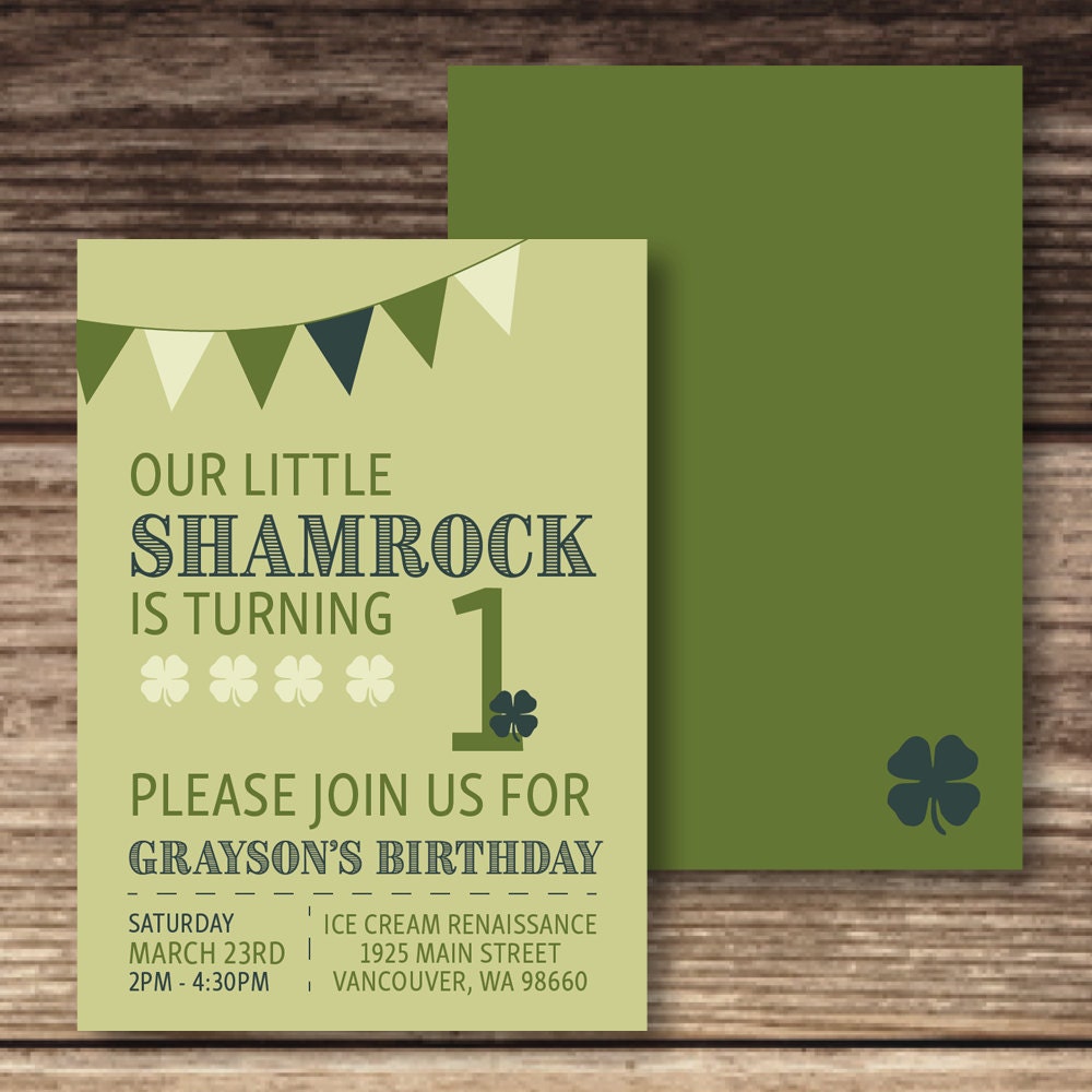 Irish Birthday Party Invite / Kid Birthday Invitation / St.