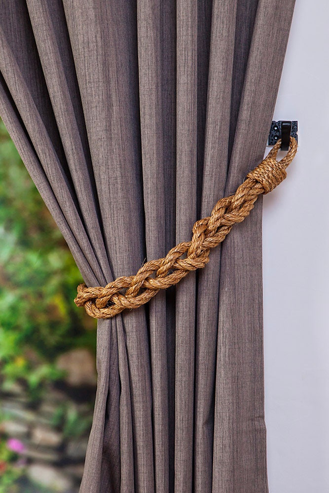 Chunky Braided Manila Rope Curtain Tiebacks /Nautical/ Boho/ Beach ...