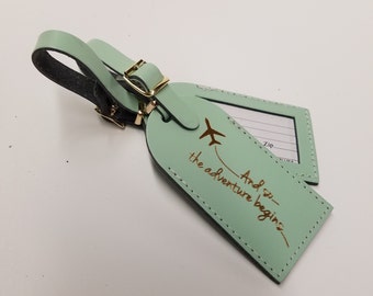 And so the adventure begins Luggage Tag Gifts - Traveler - Wedding - Birthday & More! Made in the USA!