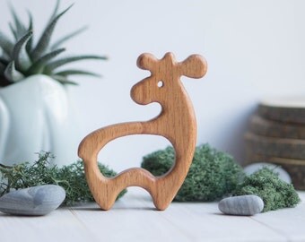 Bio Holz Beißring Fuchs. Buche Rassel. Handgeschnitzte Bio Holz Beißring Fuchs. Buche Rassel. Handgeschnitzte