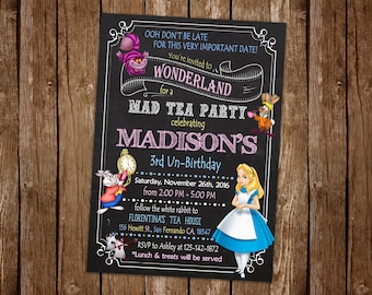 Alice in Wonderland Invitation Printable, Alice in Wonderland Birthday Party