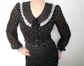 1980s pleated dress with little hearts