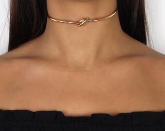 Gold Knot Choker Necklace