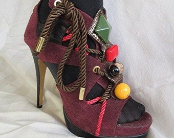 Purple suede leather platform shoes high heeled shoes chunky bright fun colorful shoes ladies shoes womens shoes AU/US size 9.