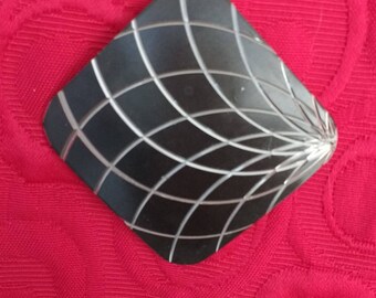 Spirogram modernist eteched abstract brooch