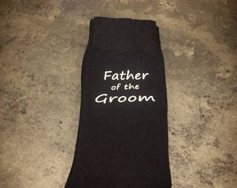 Father of the groom gift, father of the groom socks, groomsmen gift, black father of the groom socks, printed with high quality flex vinyl