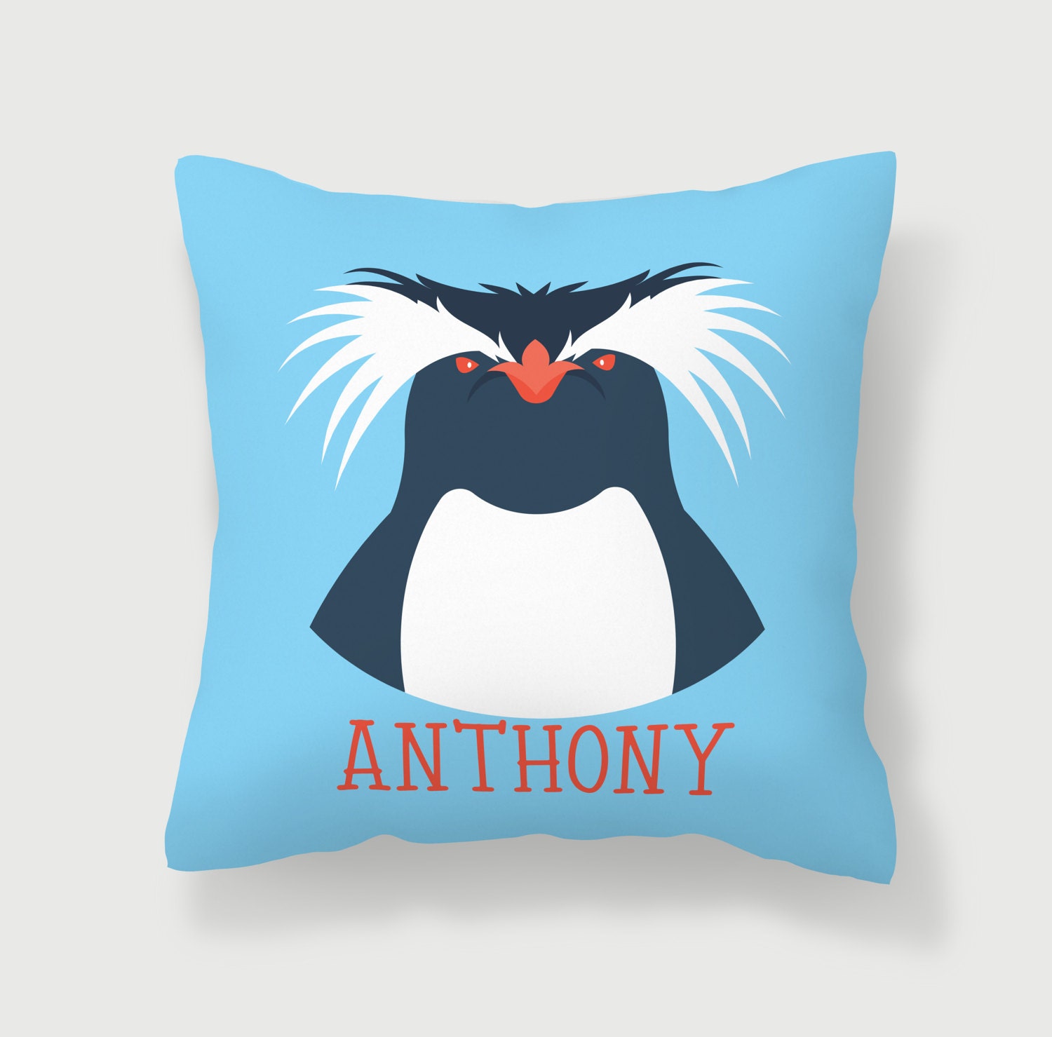 blue penguin pillow