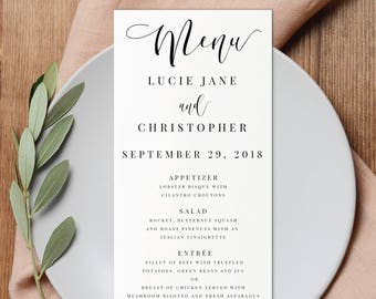 Wedding Menu-Printable-Instant Download-Editable PDF-DIY Menu Template-Digital Calligraphy Template-Printable Wedding Menu-#SN015_M