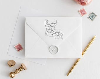 Custom Calligraphy State Return Address Rubber Stamp