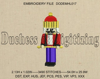 Nutcracker Embroidery Design, Nutcracker Embroidery File, Christmas Embroidery Design, Christmas Embroidery File, DODEMHL017
