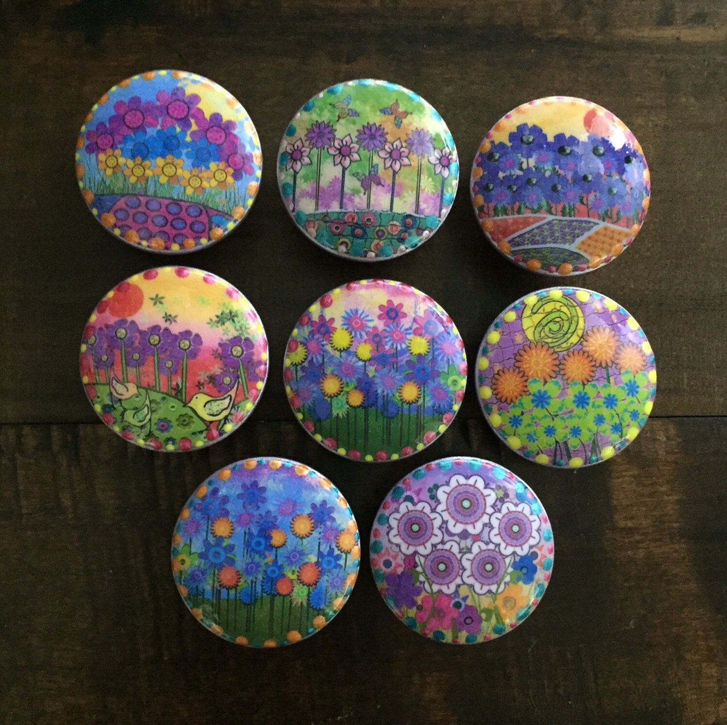 1.5 inch funky flowers floral knobs knobs drawer