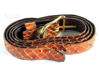 Vintage Italian Vero Cuoio Brown Leather Belt, Made In Italy, Leather Belt, Belts, Dress Belt, Metal Buckle, Unique, Retro, Genuine