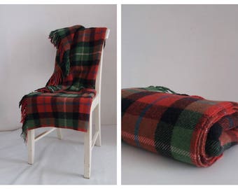 Vintage 1970s wool Sulky Plaid | wool blanket | tartan plaid picnic rug travel blanket