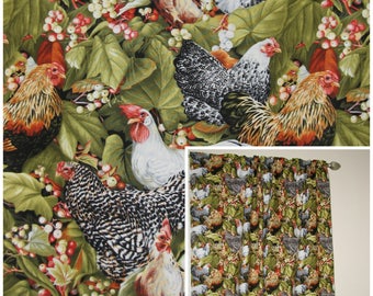 Kitchen Curtains bird kitchen curtains : Chicken curtains | Etsy