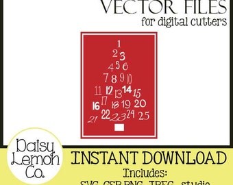 Vector File, Solid Christmas Tree Countdown, SVG, Cutting machine, Silhouette