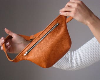 LEATHER FANNY Pack, Leather Waist Bag, Fanny Pack Leather, Hip Bag, Leather Pouch, Belt bag, Black Fanny Pack, Leather Woman Bag - TOKYO -