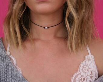 Basic Black Pearl Choker, Faux Pearl Choker, Simple Choker with Pearl, Delicate Pearl Choker, Black Pearl Choker, Pearl Choker, Faux Pearl