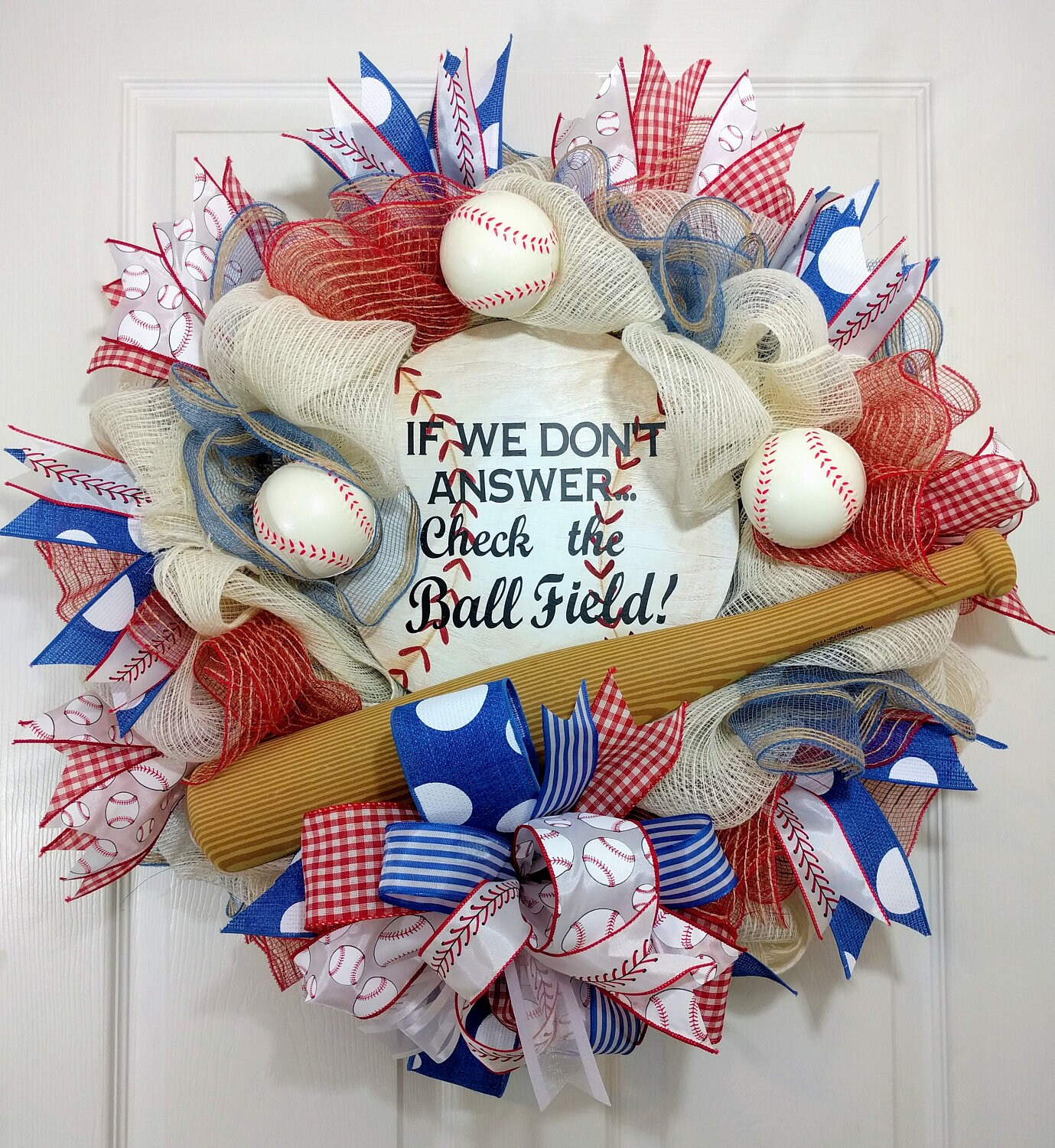 Baseball Wreath Summer Wreath Front Door Wreath Baseball