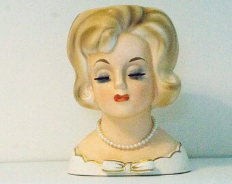 Vintage Lady Head Vase C5675 Japan