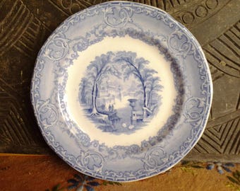 Venus pattern blue and white transferware plate