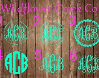 Monogram Decal - Adhesive Decal - Vinyl Decal - Vinyl Monogram - Yeti Monogram - Yeti Decal - Monogram