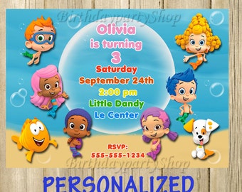 Bubble Guppies Invitation, Bubble Guppies Birthday, PERSONALIZED, Digital File