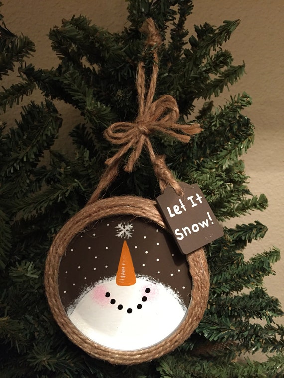 Items similar to Mason Jar Ring Snowman Holiday Ornament on Etsy